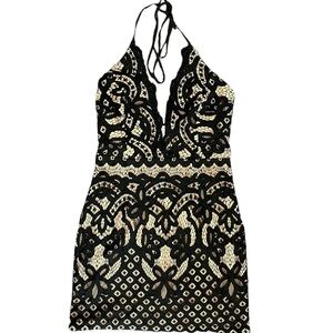 Tobi Lace Bodycon Halter Mini Dress Size Medium